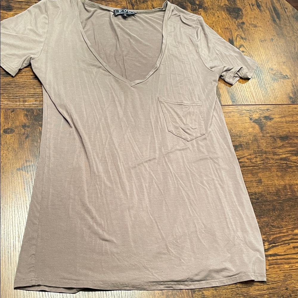 POL Deep V-Neck Pocket Tee